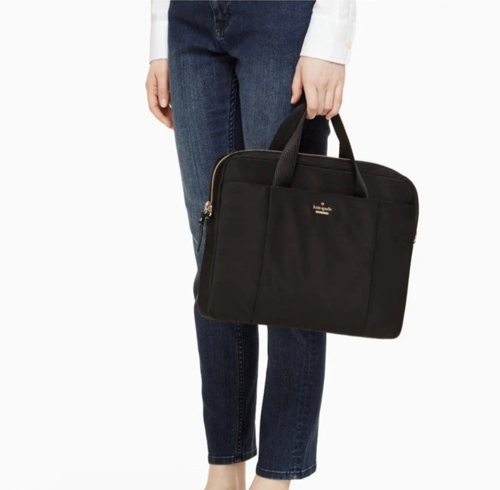 Kate Spade Uni Slim Laptop Commuter Bag Classic Black Nylon Computer Work School